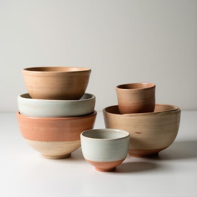 Student ceramic bowls from hand-building course